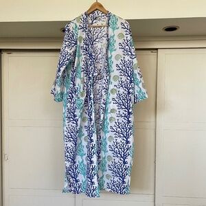 Robe Blue and Green Coral Cotton